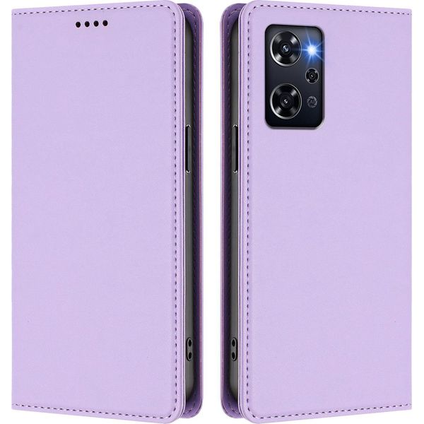 Custodia Per Telefono Cellulare Per Oppo Reno9 A, Custodia Magnetica Antiurto Con Supporto In Finto Cuoio Flip Cover Viola-image