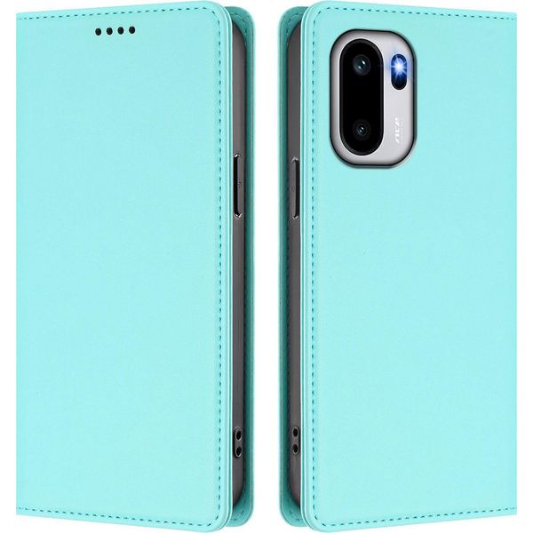 Custodia Per Telefono Cellulare Per Oneplus Ace 6, Flip Cover In Finto Cuoio Antiurto Custodia Magnetica Con Supporto Turchese-image
