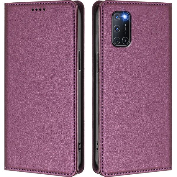 Custodia Per Telefono Cellulare Per Oppo A52 / A92 / A72 4G, Flip Cover In Finto Cuoio Antiurto Magnetica Con Supporto Viola-image