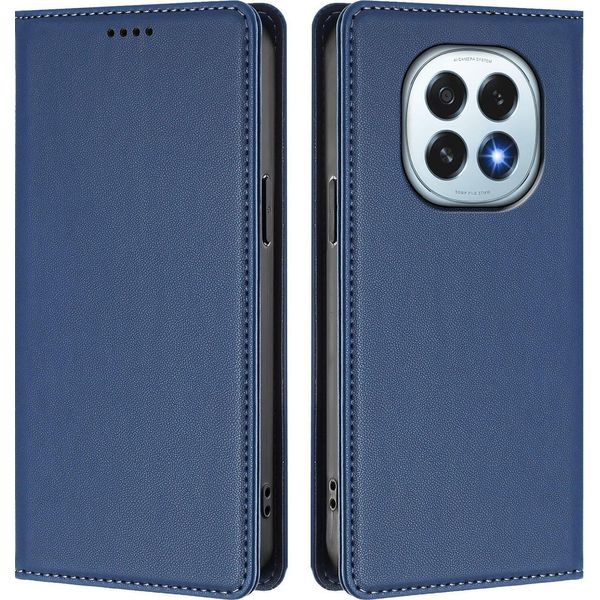Custodia Per Telefono Cellulare Per Oppo F29, Flip Cover In Finto Cuoio Antiurto Magnetica Con Supporto Blu Scuro-image