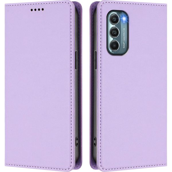 Custodia Per Motorola Moto G Stylus 2022 5G, Custodia Magnetica Antiurto Con Supporto In Finto Cuoio Flip Cover Viola-image