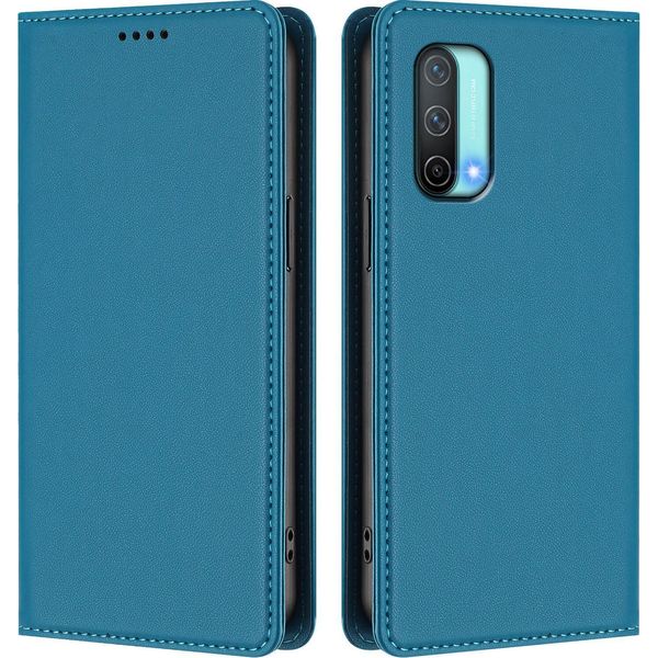 Custodia Per Telefono Cellulare Per Oneplus Nord Ce 5G, Flip Cover In Finto Cuoio Antiurto Custodia Magnetica Con Supporto Blu-image