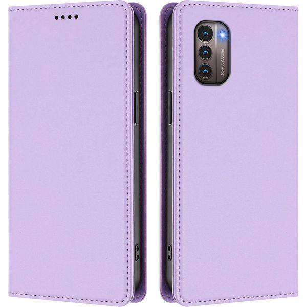 Custodia In Pelle Per Nokia G21 /Nokia G11, Custodia Magnetica In Finto Cuoio Con Supporto Viola Chiaro-image