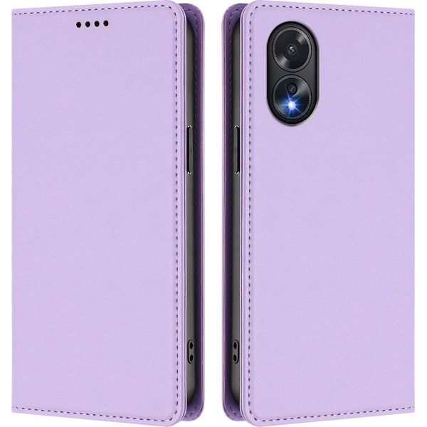 Custodia Per Telefono Cellulare Per Oppo A18 / Oppo A38, Custodia Magnetica Antiurto In Finto Cuoio Flip Cover Con Supporto Viola-image