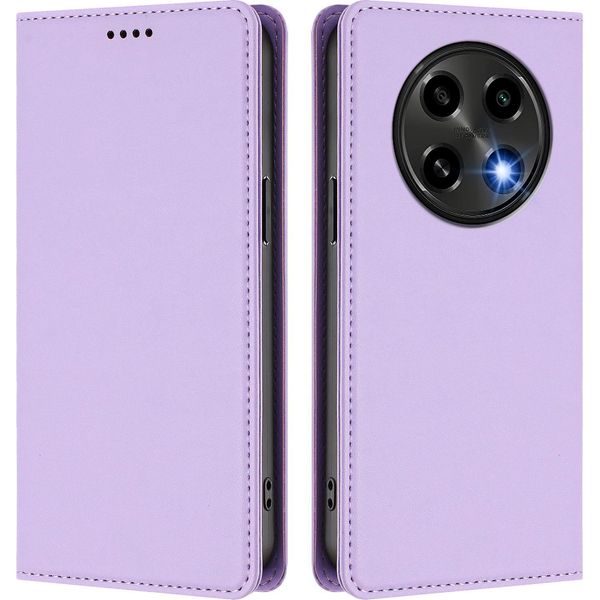Custodia In Pelle Per Oppo F27 Pro / F27 Pro+, Custodia Magnetica In Finto Cuoio Con Supporto Viola Chiaro-image