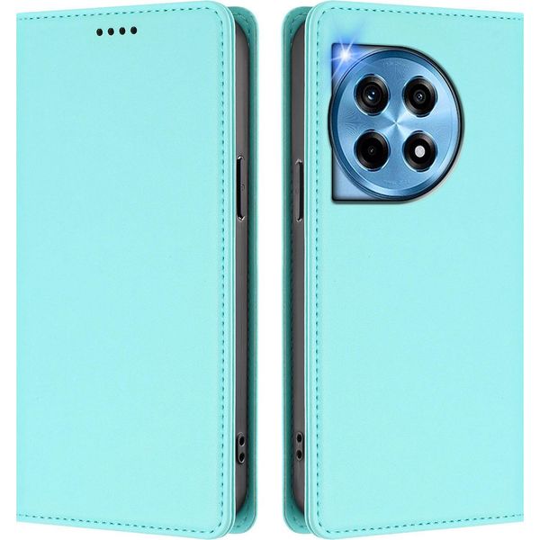 Custodia In Pelle Per Oneplus 12R, Custodia Magnetica In Finto Cuoio Con Supporto Verde Menta-image