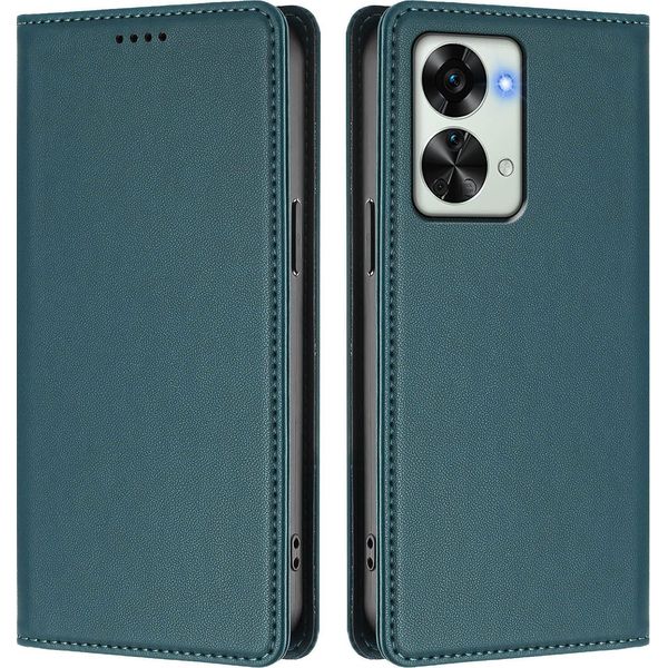 Custodia Per Telefono Cellulare Per Oneplus Nord 2T, Flip Cover In Finto Cuoio Antiurto Custodia Magnetica Con Supporto Verde-image