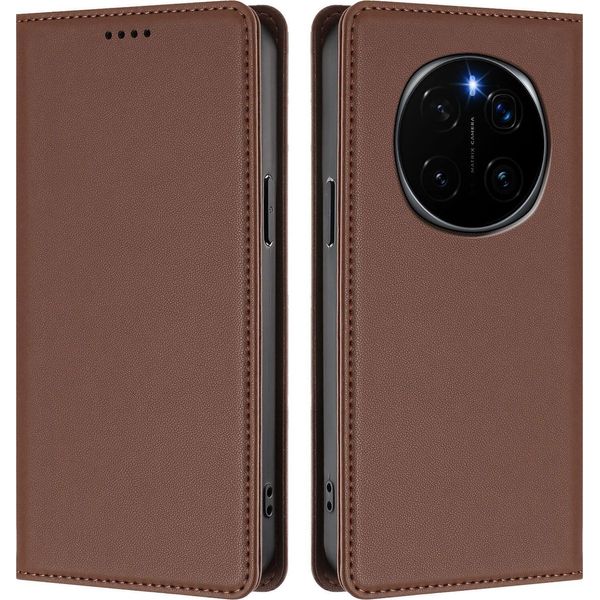 Custodia In Pelle Per Honor Magic7, Flip Case Magnetico In Finto Cuoio Con Supporto Brown-image