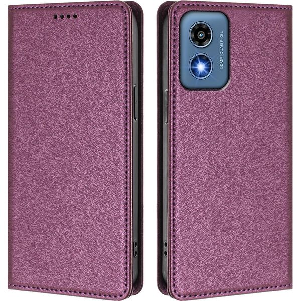 Custodia Per Motorola Moto G 5G 2024, Custodia Magnetica Antiurto Con Supporto In Finto Cuoio Flip Cover Viola-image