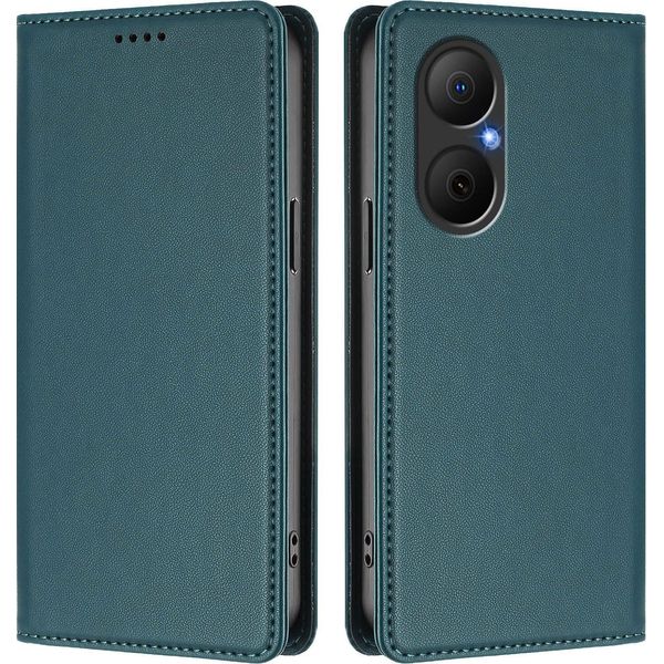 Custodia Per Telefono Cellulare Per Huawei Nova Y73, Flip Cover In Finto Cuoio Antiurto Custodia Magnetica Con Supporto Verde-image