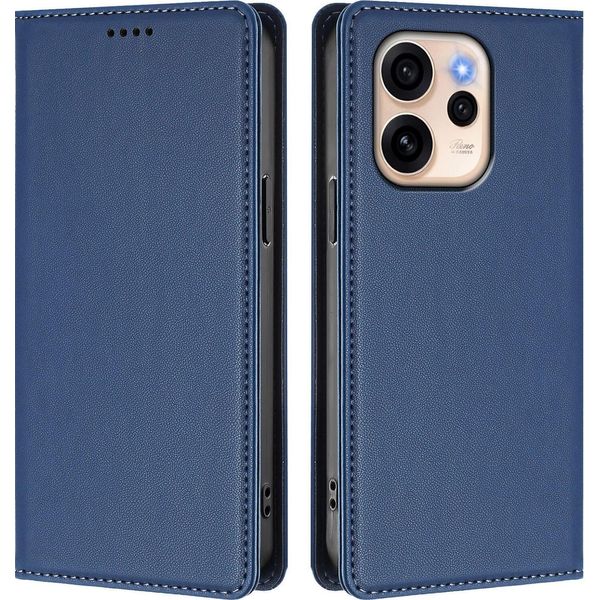 Custodia In Pelle Per Oppo Reno15 5G, Custodia Magnetica In Finto Cuoio Con Supporto Blu Scuro-image