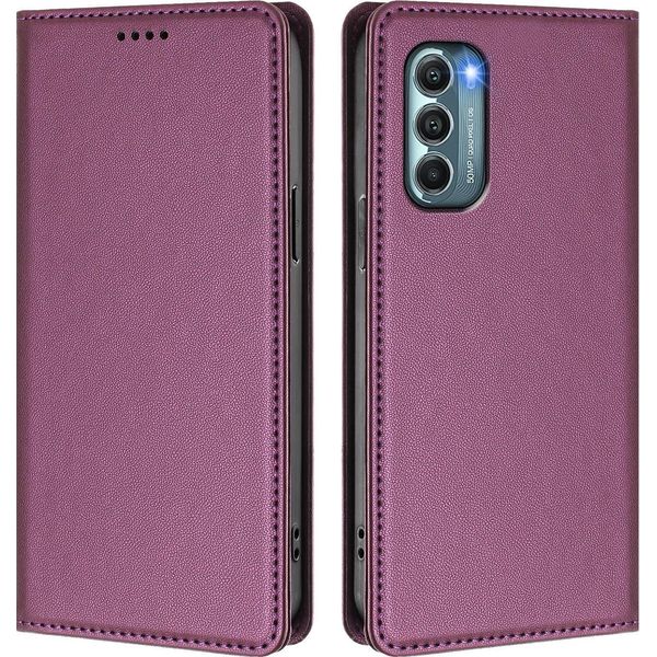 Custodia Per Motorola Moto G Stylus 2022 5G, Custodia Magnetica Antiurto Con Supporto In Finto Cuoio Flip Cover Viola-image