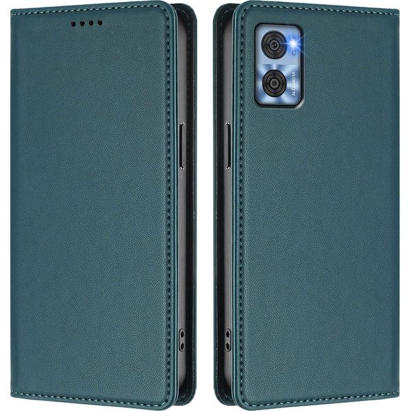 Custodia Per Motorola Moto E22 / E22I, Flip Cover In Finto Cuoio Antiurto Magnetica Con Supporto Verde-image