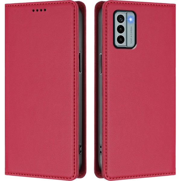 Custodia Per Cellulare Per Nokia G22, Flip Cover In Finto Cuoio Antiurto Magnetica Con Supporto Rosso-image