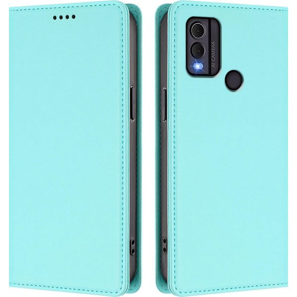 Custodia In Pelle Per Nokia C22, Flip Case Magnetico In Finto Cuoio Con Supporto Verde Menta-image