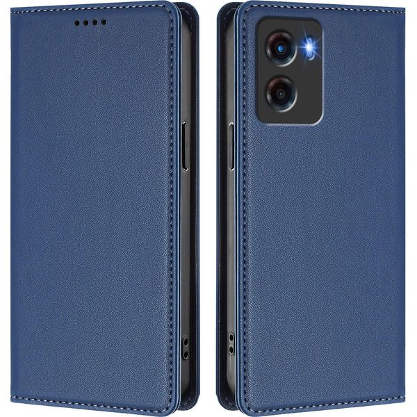 Custodia Per Motorola Moto G05, Flip Cover In Finto Cuoio Antiurto Magnetica Con Supporto Blu Scuro-image