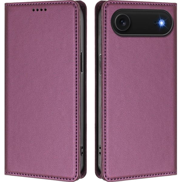 Custodia Per Iphone Air, Flip Cover In Finto Cuoio Antiurto Magnetica Con Supporto Viola-image