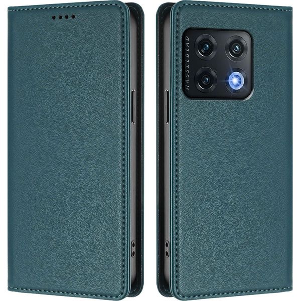 Custodia Per Telefono Cellulare Per Oneplus 10 Pro, Flip Cover In Finto Cuoio Antiurto Magnetica Con Supporto Verde-image