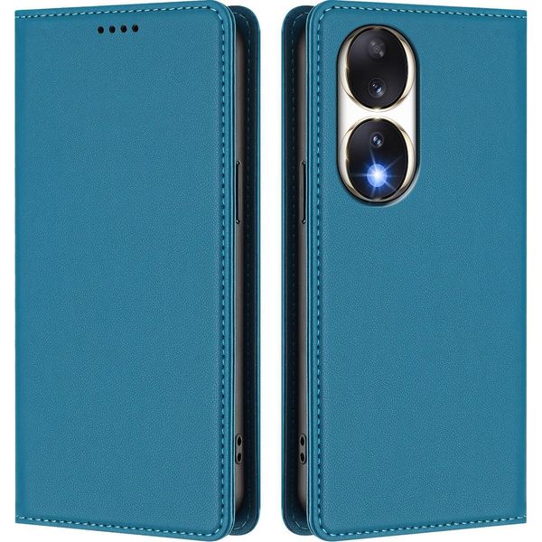 Custodia Per Telefono Cellulare Per Honor 90, Flip Cover In Finto Cuoio Antiurto Magnetica Con Supporto Blu-image