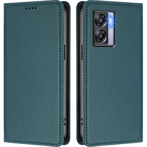 Custodia Per Telefono Cellulare Per Oppo K10 5G, Flip Cover In Finto Cuoio Antiurto Magnetica Con Supporto Verde-image