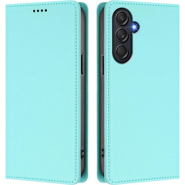 Custodia In Pelle Per Samsung Galaxy M54 5G, Flip Case Magnetico In Finto Cuoio Con Supporto Verde Menta-image
