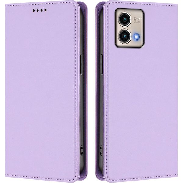 Custodia Per Motorola Moto G Stylus 5G 2023, Custodia Magnetica Antiurto Con Supporto In Finto Cuoio Flip Cover Viola-image
