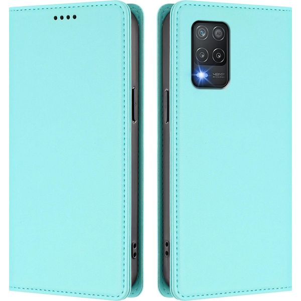 Custodia In Pelle Per Realme 8 5G, Flip Case Magnetico In Finto Cuoio Con Supporto Verde Menta-image