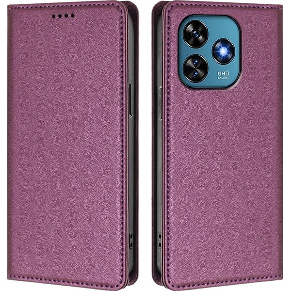 Custodia Per Telefono Cellulare Per Oukitel C51, Custodia Magnetica Antiurto Con Supporto In Finto Cuoio Flip Cover Viola-image