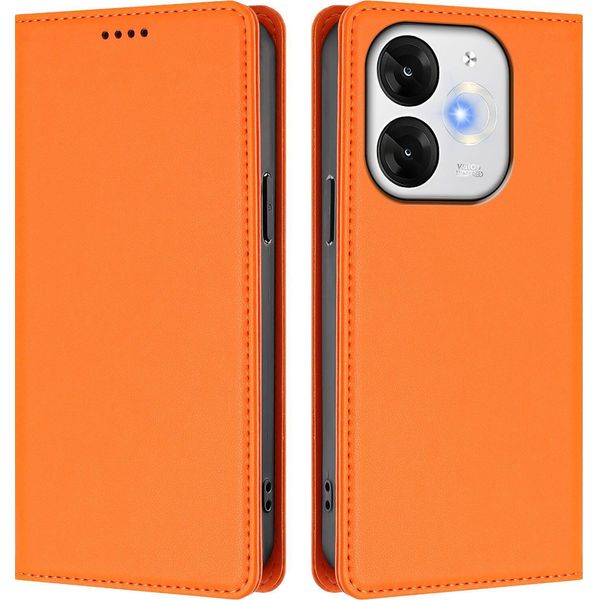 Custodia Per Telefono Cellulare Per Itel A80, Flip Cover In Finto Cuoio Antiurto Custodia Magnetica Con Supporto Arancione-image