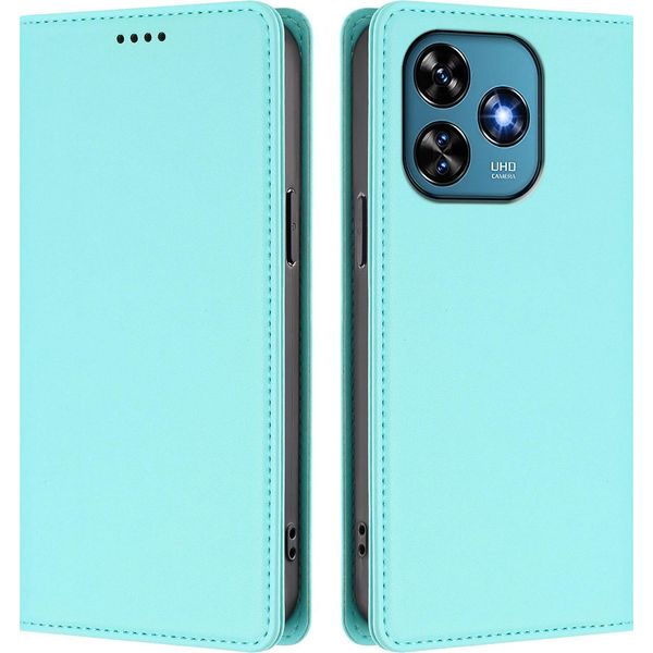 Custodia Per Telefono Cellulare Per Oukitel C51, Custodia Magnetica Antiurto Con Supporto In Finto Cuoio Flip Cover Turchese-image