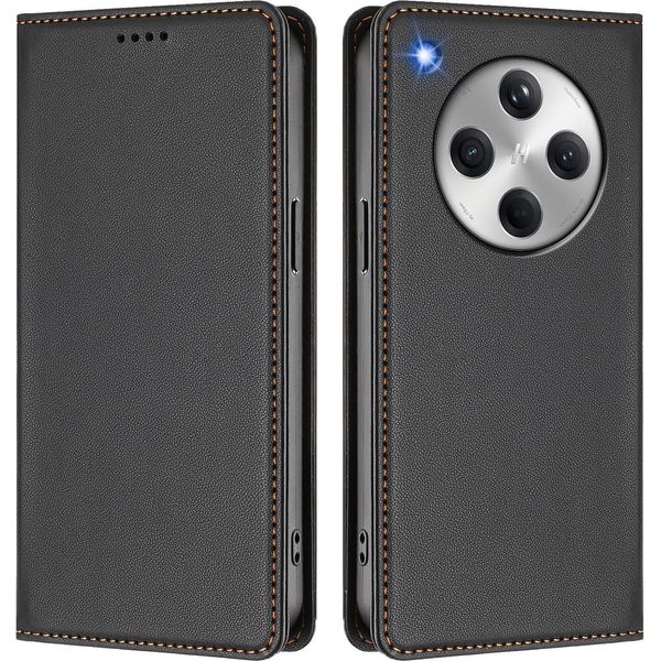 Custodia In Pelle Per Oppo Find X8, Flip Case Magnetico In Finto Cuoio Con Supporto Nero-image