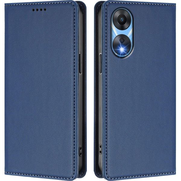 Custodia In Pelle Per Oppo A78 5G, Custodia Magnetica In Finto Cuoio Con Supporto Blu Scuro-image