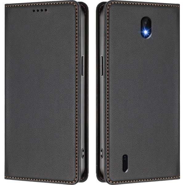 Custodia Per Telefono Cellulare Per Nokia C01 Plus/Nokia C1 2Nd Edition,Poliuretanoleather Flip Cover Custodia Magnetica Antiurto Con Supporto Nero-image