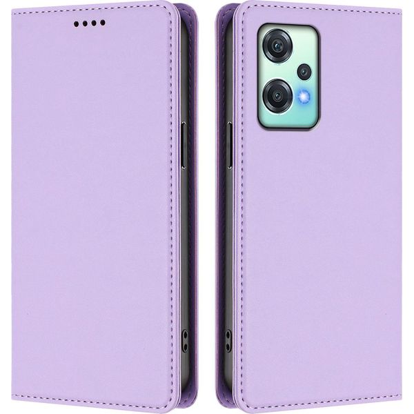 Custodia Per Oneplus Nord Ce 2 Lite 5G/Nord 2 Lite, Flip Cover In Finto Cuoio Antiurto Magnetica Con Supporto Viola-image
