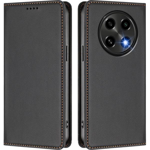 Custodia In Pelle Per Oppo F27 Pro / F27 Pro+, Custodia Flip Magnetica In Finto Cuoio Con Supporto Nero-image