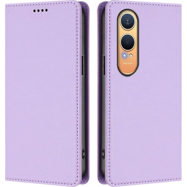 Custodia In Pelle Per Oneplus Nord CE4 Lite, Custodia Magnetica In Finto Cuoio Con Supporto Viola Chiaro-image
