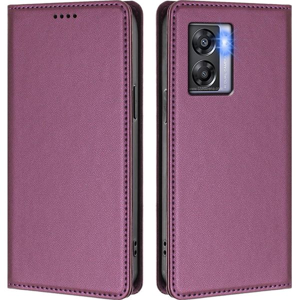 Custodia Per Oppo K10 5G, Flip Cover In Finto Cuoio Antiurto Magnetica Con Supporto Viola-image