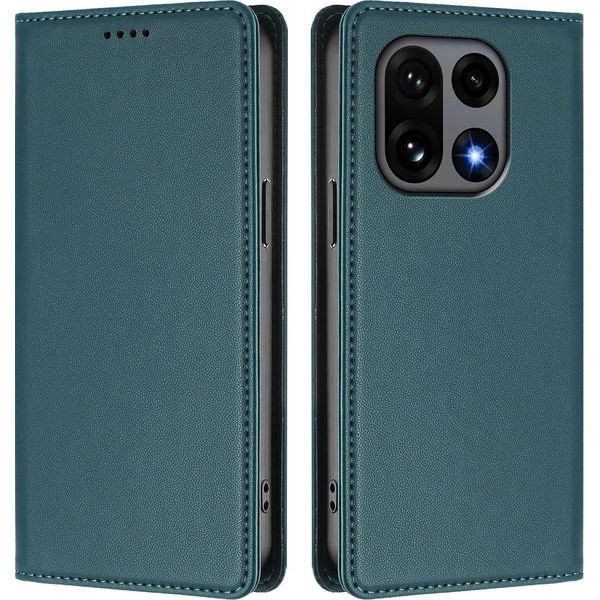 Custodia In Pelle Per Oneplus 15, Flip Case Magnetico In Finto Cuoio Con Supporto Verde-image