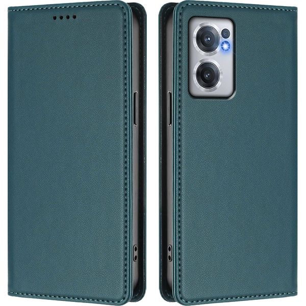 Custodia Per Telefono Cellulare Per Oneplus Nord Ce 2 5G, Flip Cover In Finto Cuoio Antiurto Custodia Magnetica Con Supporto Verde-image