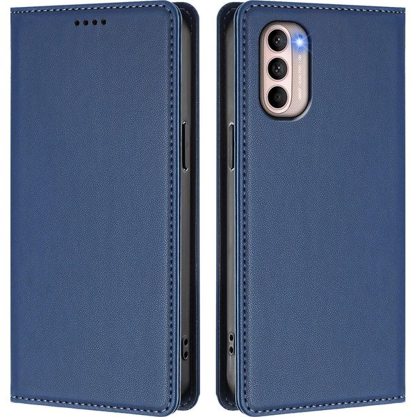 Custodia Per Motorola Moto G41 / Moto G31, Flip Cover In Finto Cuoio Antiurto Magnetica Con Supporto Blu Scuro-image