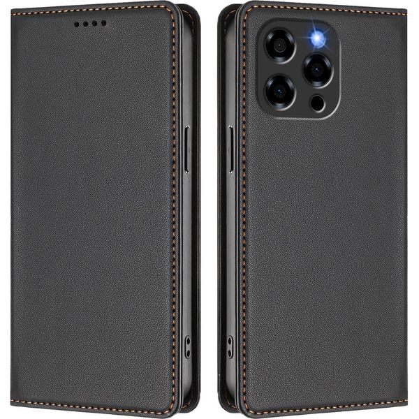 Custodia In Pelle Per Doogee Note 58 / Note 58 Pro, Custodia Flip Magnetica In Finto Cuoio Con Supporto Nero-image
