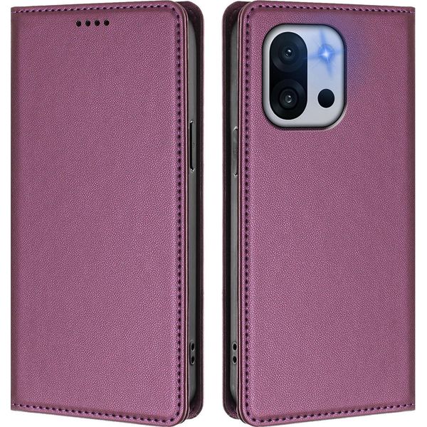Custodia In Pelle Per Oneplus 13T /Oneplus 13S, Custodia Magnetica In Finto Cuoio Con Supporto Viola-image