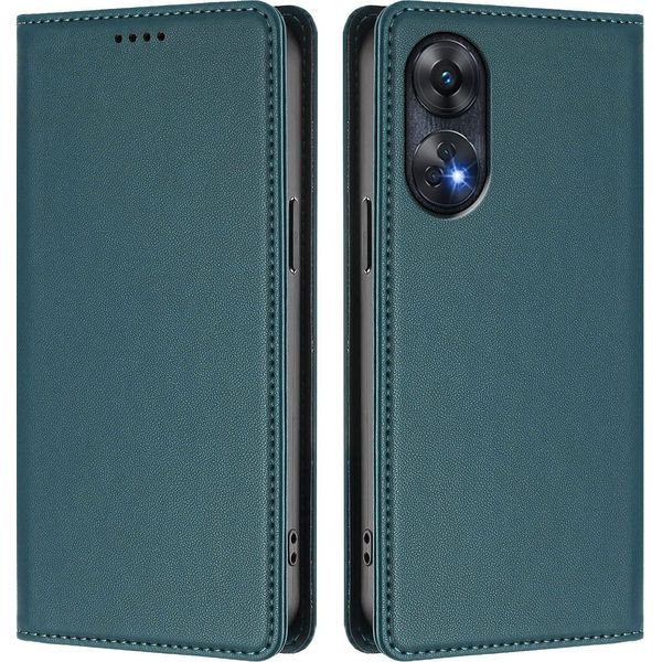 Custodia Per Oppo Reno8 T 4G, Flip Cover In Finto Cuoio Antiurto Magnetica Con Supporto Verde-image