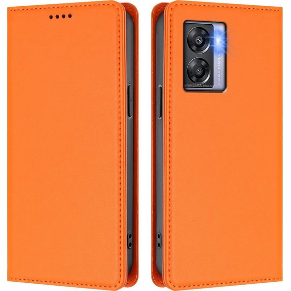 Custodia In Pelle Per Oppo K10 5G, Custodia Magnetica In Finto Cuoio Con Supporto Arancione-image