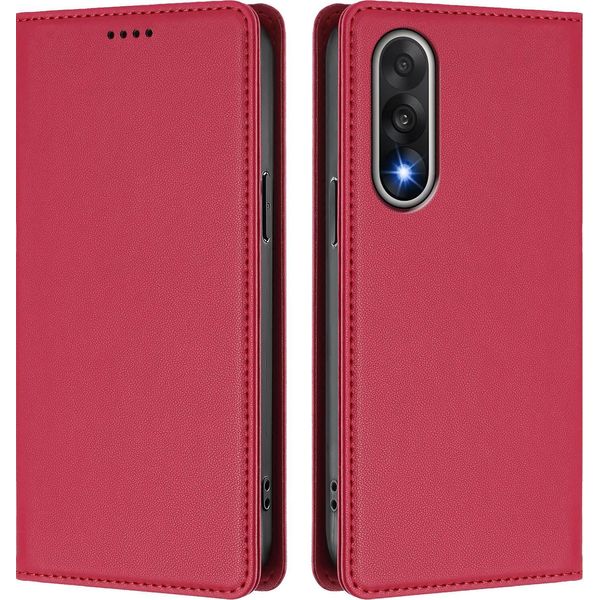 Custodia In Pelle Per Oneplus Nord 5 / Ace 5 Ultra, Custodia Flip Magnetica In Finto Cuoio Con Supporto Rosso-image