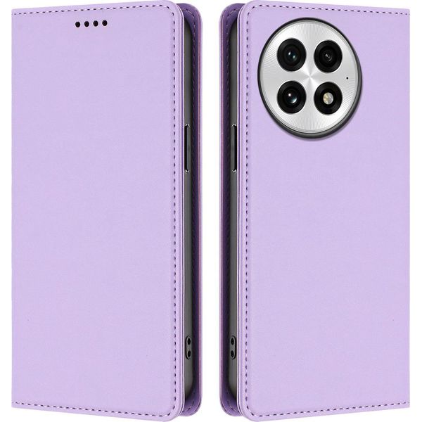 Custodia Per Telefono Cellulare Per Oneplus 13, Flip Cover In Finto Cuoio Antiurto Magnetica Con Supporto Viola-image