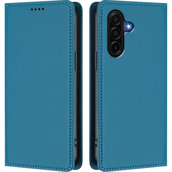 Custodia In Pelle Per Samsung Galaxy A37, Flip Case Magnetico In Finto Cuoio Con Supporto Lake Blu-image