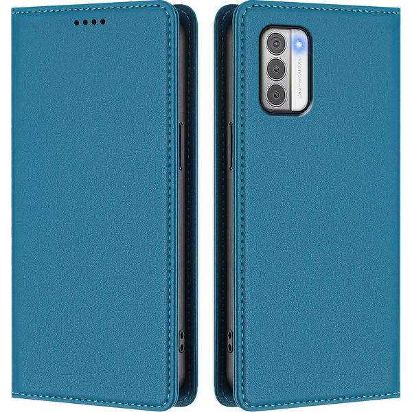 Custodia In Pelle Per Nokia G42 /Nokia G310, Custodia Flip Magnetica In Finto Cuoio Con Supporto Lake Blu-image