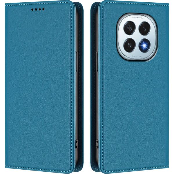 Custodia In Pelle Per Oppo F29, Flip Case Magnetico In Finto Cuoio Con Supporto Lake Blu-image