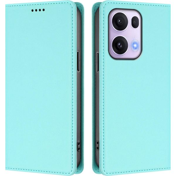 Custodia Per Oppo Reno13 Pro 5G, Custodia Magnetica Antiurto Con Supporto In Finto Cuoio Flip Cover Turchese-image